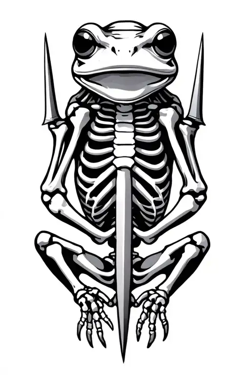 Frog Skeleton with trident tattoo design idea
