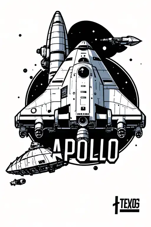 "Apollo" "Apollo" Apollo mission spaceship flying tattoo design idea