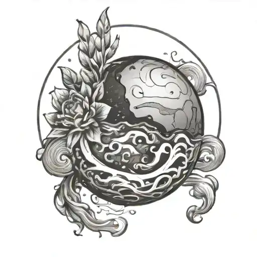 venus planet and soil tattoo design idea