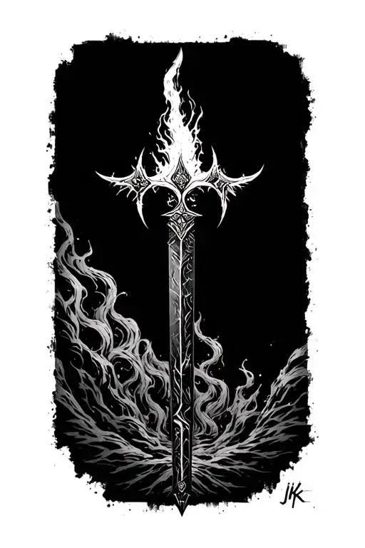 Chaos blade from god of war and the invertSpear of heaven from jjk tattoo design idea