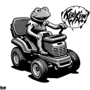 Kermit  The problem riding   Lawnmower tattoo design idea