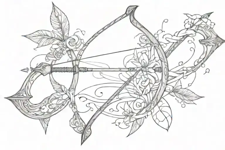 bow and arrow with letter A tattoo design idea