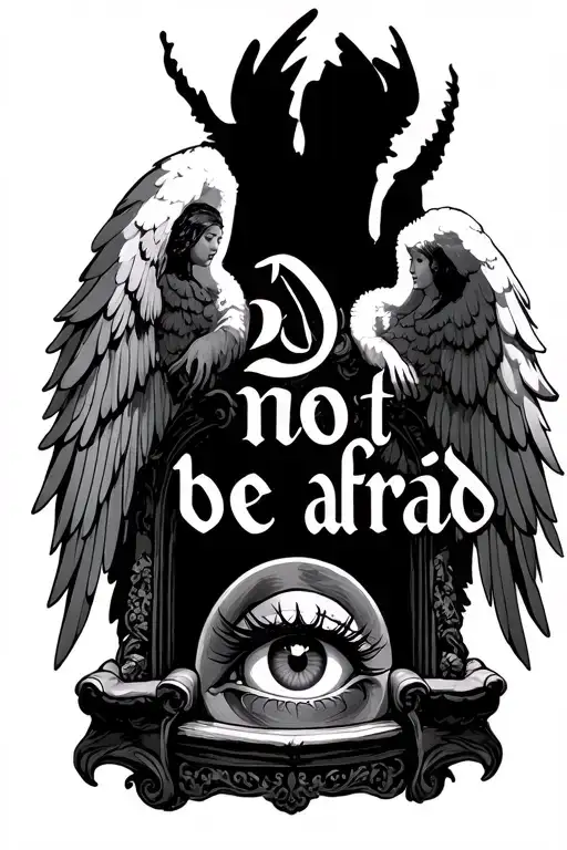 "Do not be afraid" seraphim and throne angels only wings and eyes surrounded tattoo design idea
