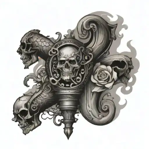 7 Deadly Sins words on a scroll  tattoo design idea