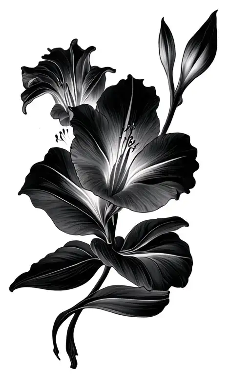 a daylily with a waveform as the stem tattoo design idea