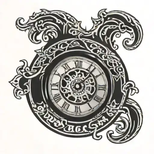 NAME "Liam" inside a clock tattoo design idea