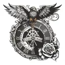 NAME "Liam" inside a clock tattoo design idea