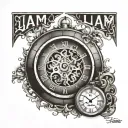 NAME "Liam" inside a clock tattoo design idea