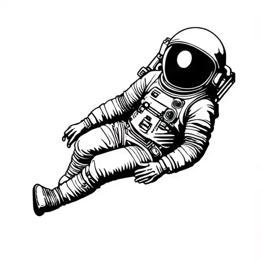 astronaut floating in space tattoo design idea