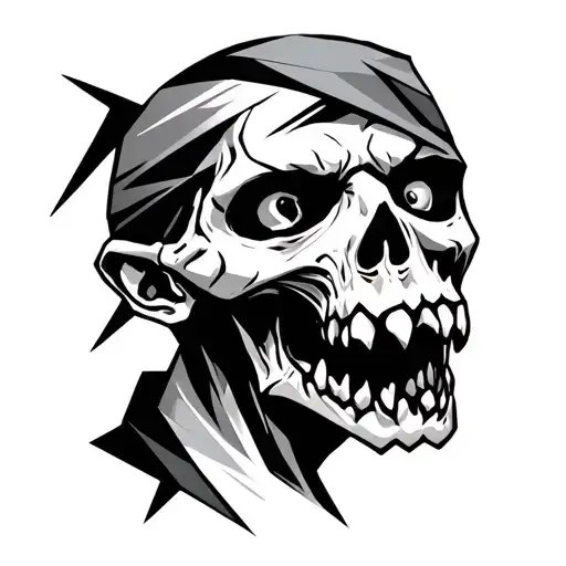 geometric military zombie tattoo design idea