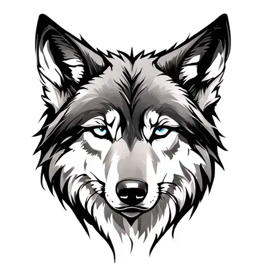 feminine wolf head tattoo design idea