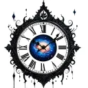 analog clock and galaxy tattoo design idea