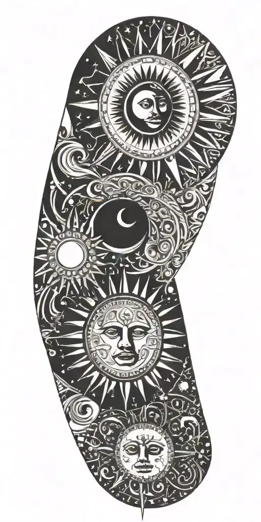 sun and moon tattoo design idea