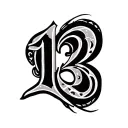 Cancer sign, number 13, letter of lyrics, chance, life, love, ikigai, maori style tattoo design idea