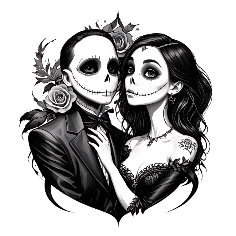 realistic jack and sally couples tattoo design tattoo design idea