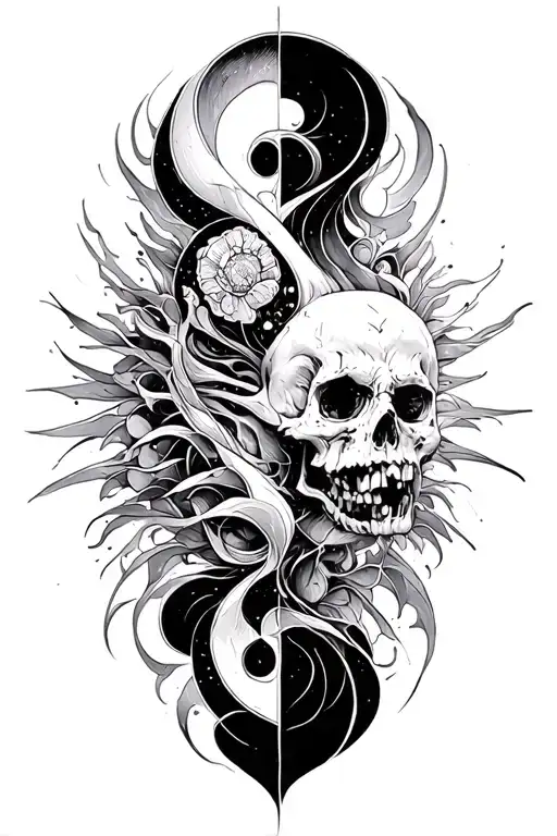 abstract blackwork tattoo inspired by the song malice by bad omens  tattoo design idea