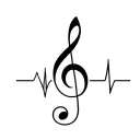 treble clef heartbeat line forming tattoo design idea
