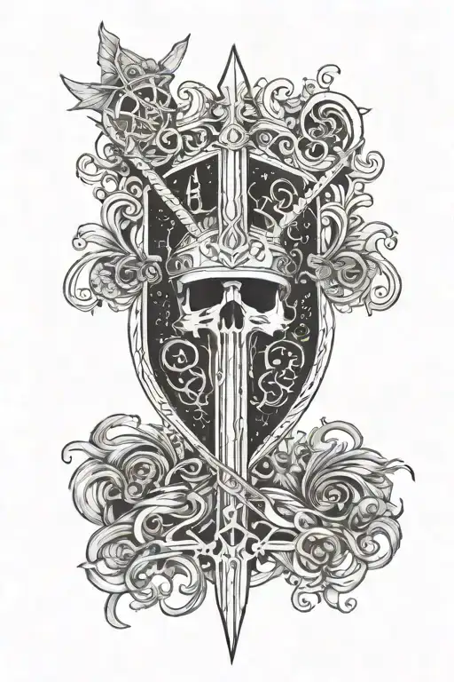 a “Throne of Glass” book written by Sarah J. Maas tattoo in the form of an ace of swords tarot card  tattoo design idea