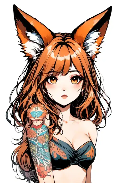 Girl with fox ears wants pussy porn tattoo design idea