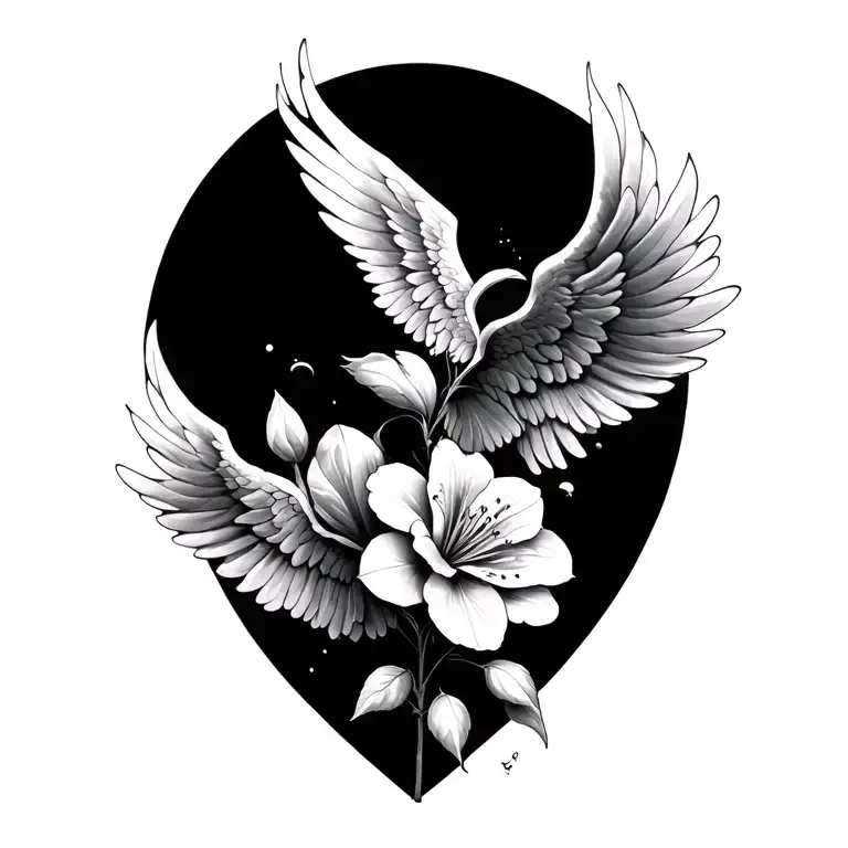clouds angels x2 azalea flower tattoo design idea