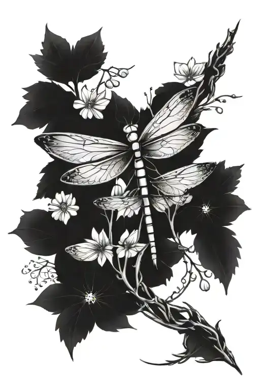simple  dragonfly spine tattoo with celestial vibes add ladybugs tattoo design idea