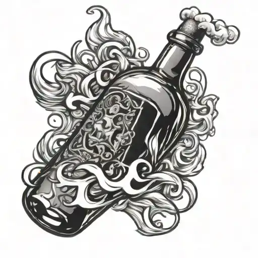 frend alcohol bottle smoking tattoo design idea