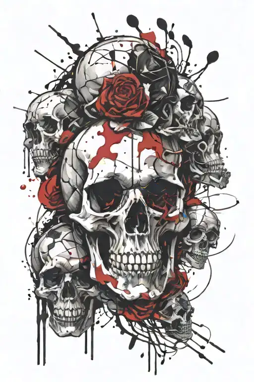 Skulls and god atlas holding tattoo design idea