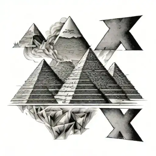 The three pyramids of Giza and each pyramid incorporate the letter A K S tattoo design idea