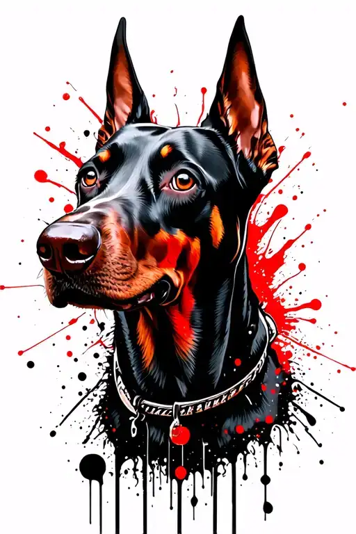 Doberman dog head tattoo design idea