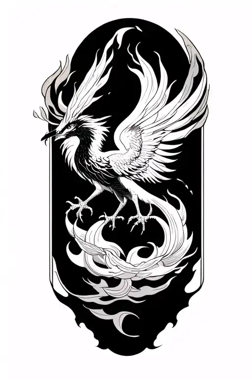 Phoenix rising from flames tattoo design idea