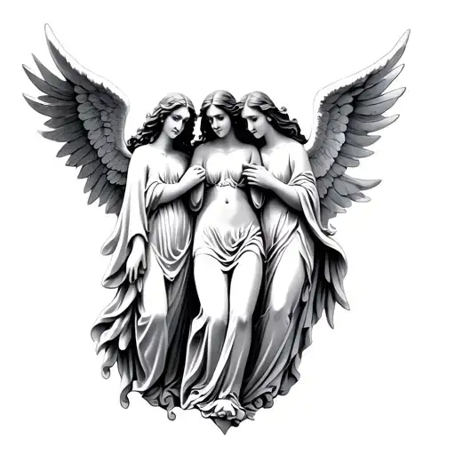 3 angels from heaven tattoo design idea
