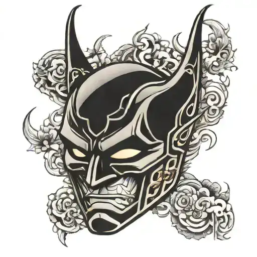 batman japanese oni mask tattoo design idea