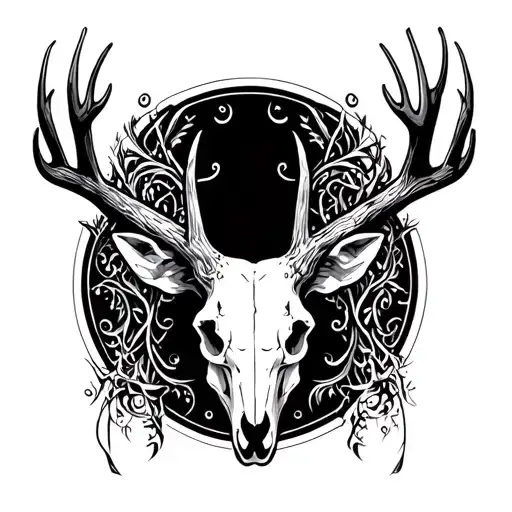 deer skull tattoo design idea