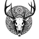 deer skull tattoo design idea