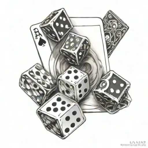 Playing cards with Dice rolling tattoo design idea