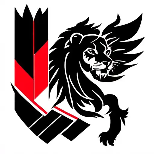 I’m trying to design a tattoo that incorporates a feather with the Aston Villa lion in inverted silhouette  tattoo design idea