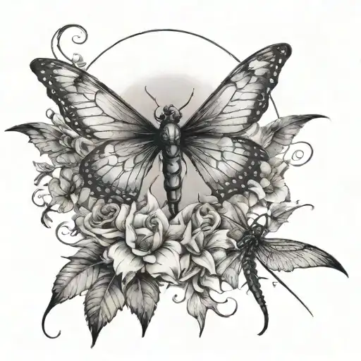 I want the tattoo on my upper arm I was thinking a sun and a moon with dragon flies and flowers added. I prefer a realis tattoo design idea