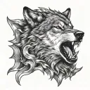 Wounded wolf howling tattoo design idea