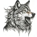 Wounded wolf howling tattoo design idea