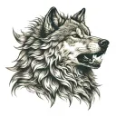 Wounded wolf howling tattoo design idea