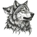 Wounded wolf howling tattoo design idea