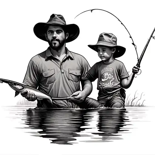 Dad And Son Fishing tattoo design idea
