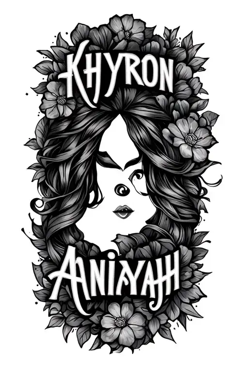 "Khyron&Aniyah" children's name tattoo tattoo design idea