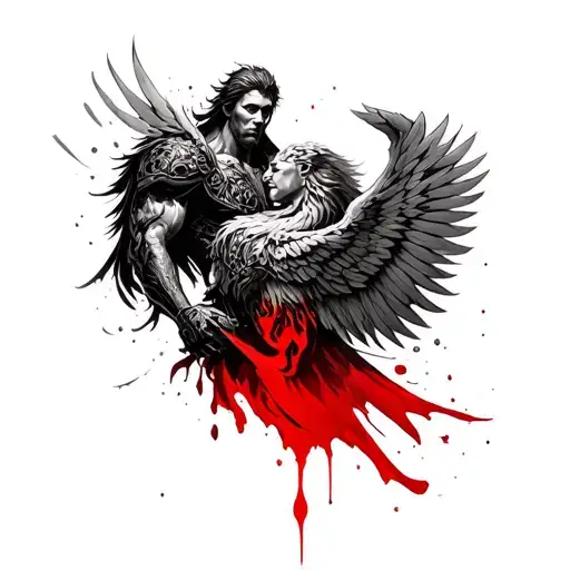 Blood Angels Tattoo Arm sleeve with sanguinius on the shoulder and dante on the forearm the rest is blood angels theme  tattoo design idea