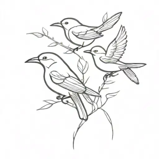 three little birds tattoo design idea