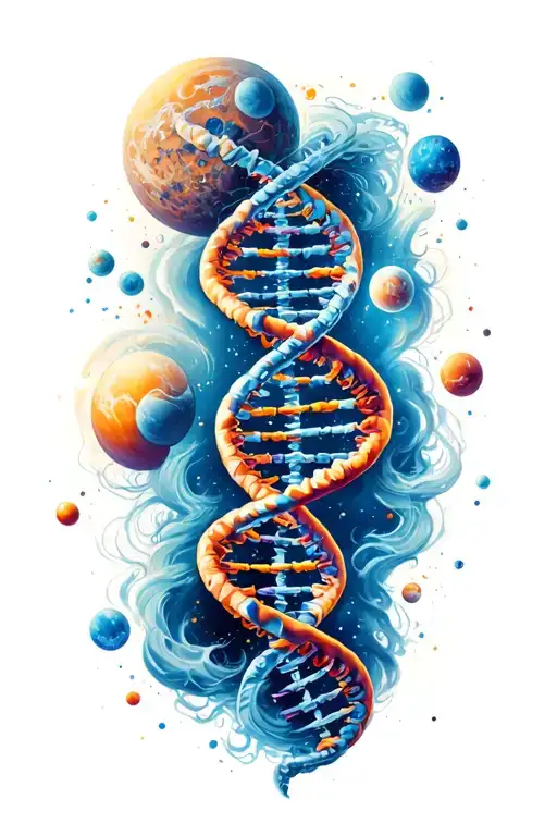 DNA double helix outer space forearm tattoo tattoo design idea