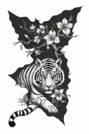 Tiger and Cherry Blossom tree tattoo design idea