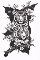 Tiger and Cherry Blossom tree tattoo design idea