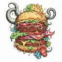 devil hamburger tattoo design idea
