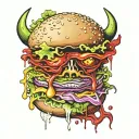 devil hamburger tattoo design idea